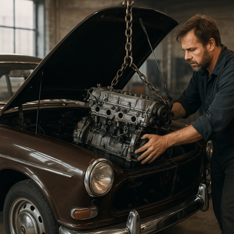 Le remplacement du moteur dans une voiture ancienne restaurée